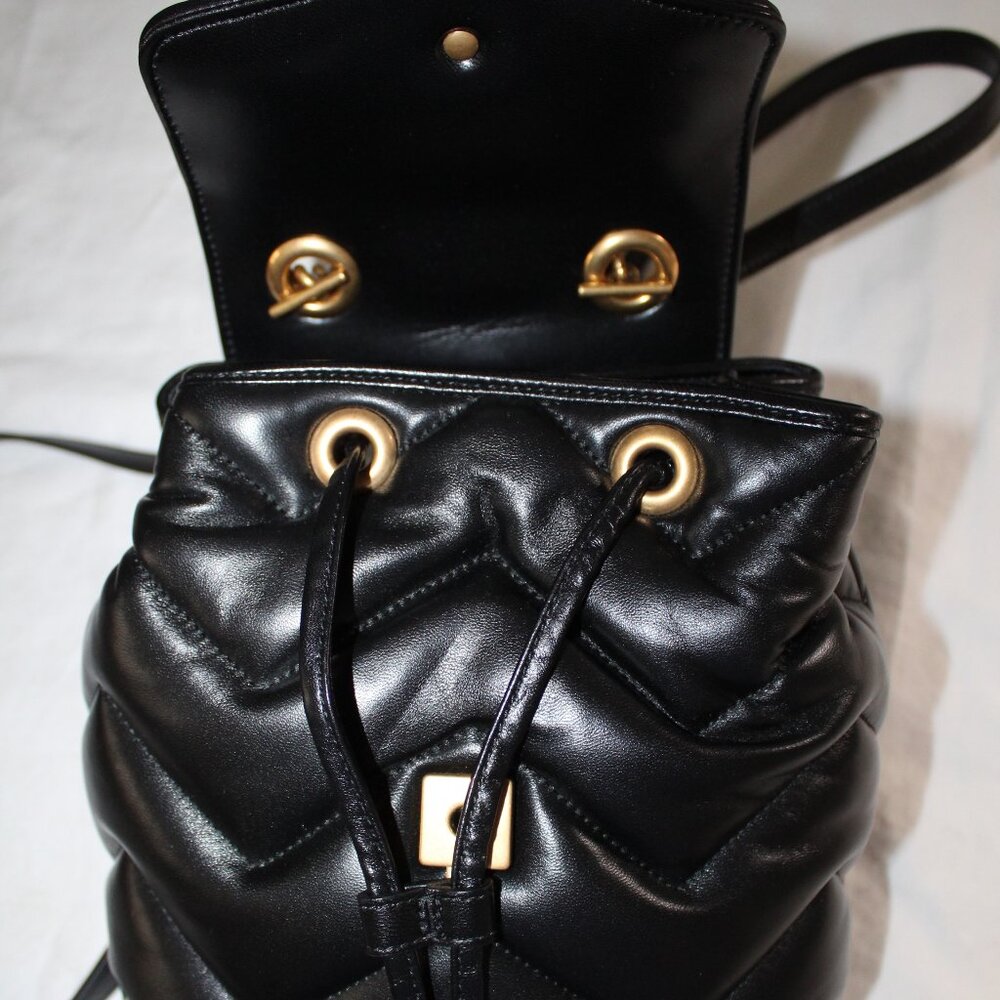 NWOT Gucci Chevron Leather GG Marmont Backpack Shoulder Bag Top Chain Handle - Picture 6 of 12